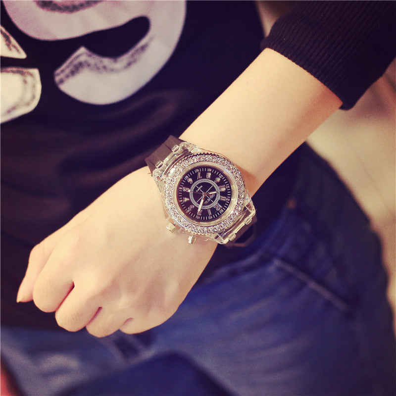 Geneva Women's Watch Green Silicone Band Rhinestone Quartz GMT.
