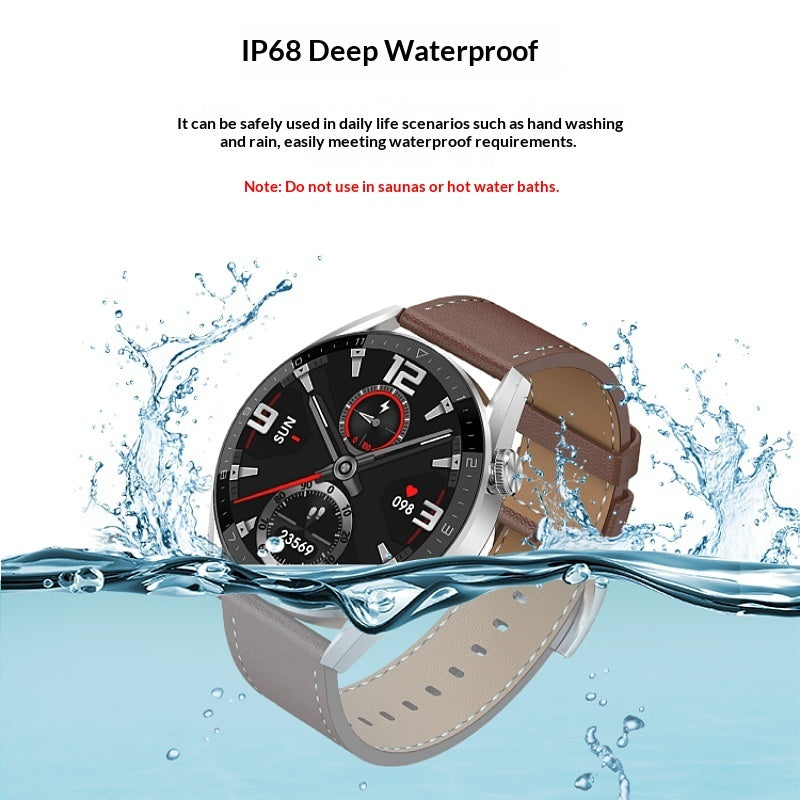 IP68 waterproof smartwatch Bluetooth calling blood pressure heart rate SpO2 health monitor.
