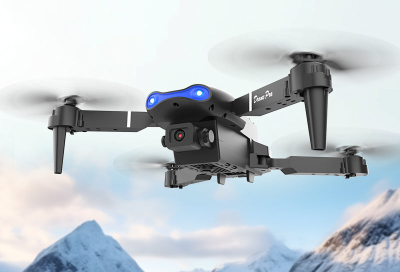 E99Pro foldable RC drone packaging dual camera quadcopter gift box beginner pilot.