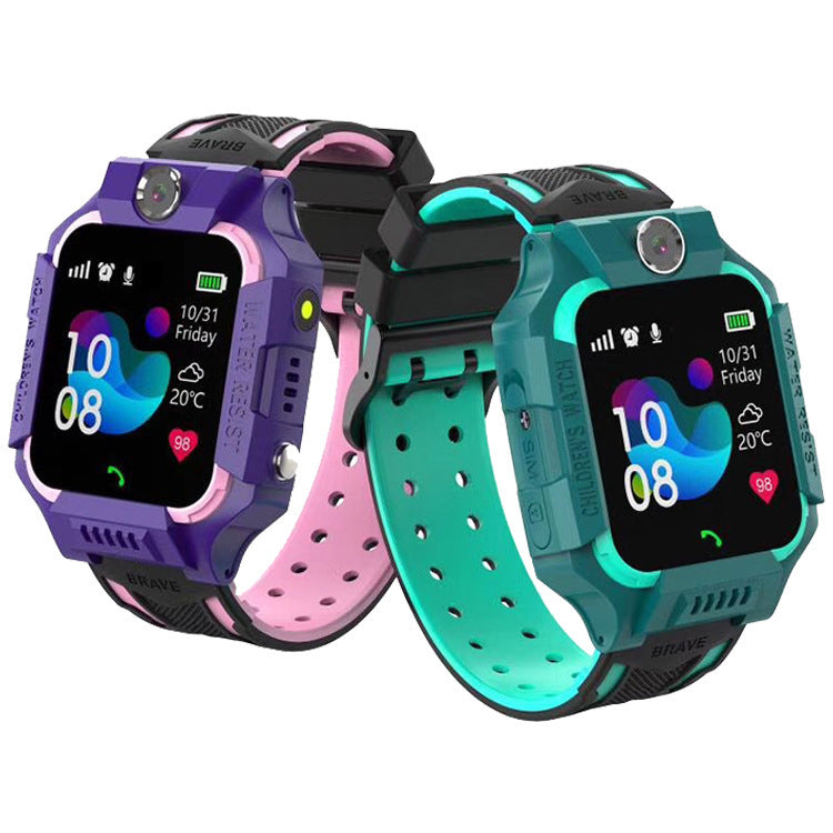 Q19 kids watch features SOS button two-way calling remote monitoring parental control.
