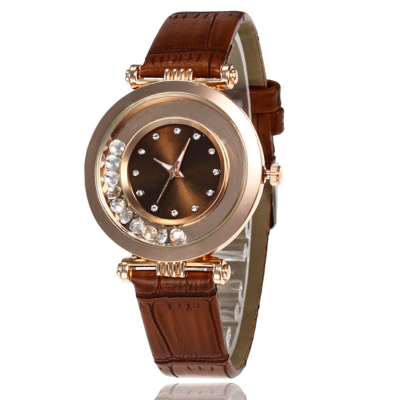 Diamond Belt Watch Detail – PU Leather Strap Pin Buckle Clasp Ladies Quartz Watch.

