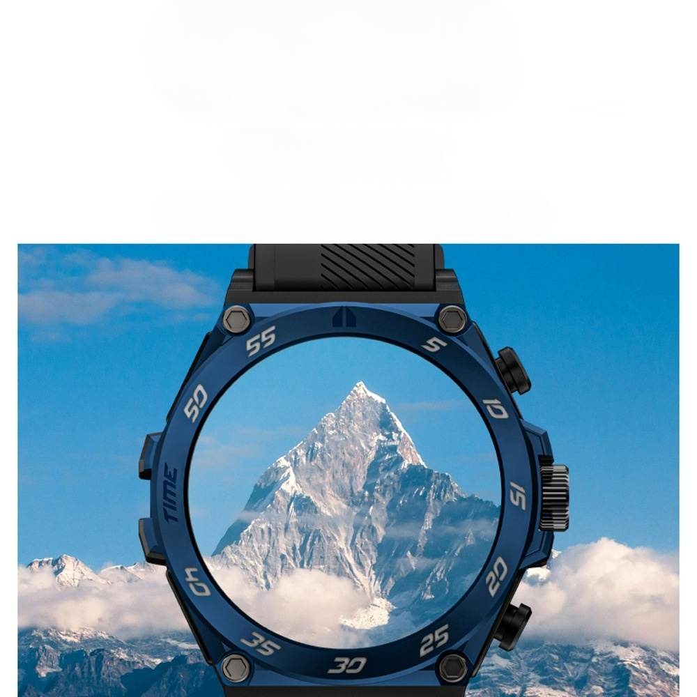 Close-up of smartwatch dial showing colorful app icons and health monitoring features.
