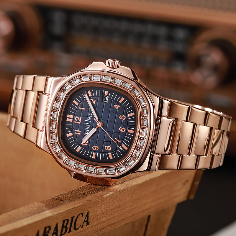 RUOLINDO Rose Gold Black Surface Men's Watch Luminous Quartz.

