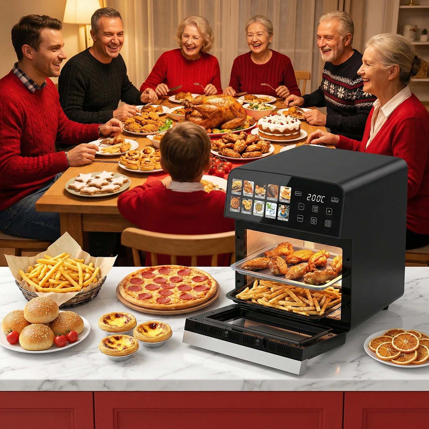  Large capacity 10L air fryer for family meals – fast and healthy cooking.

