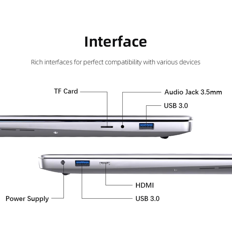 Wi-Fi 5 Bluetooth connectivity wireless laptop.
