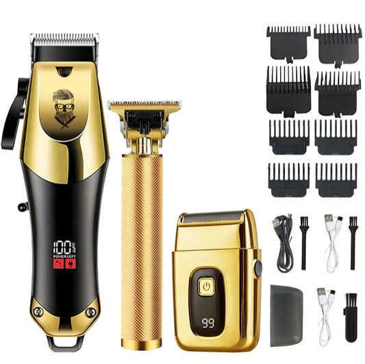 BibangS professional cordless hair clipper and shaver grooming kit – Gold & Black.