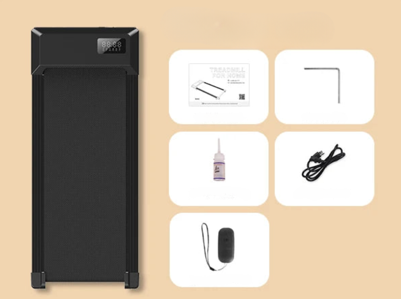 walking pad treadmill package contents remote control power adapter.
