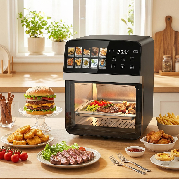  Oil-free air fryer oven 10L – crispy fries and burgers without oil.

