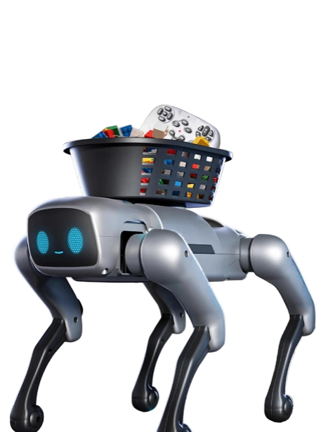 Smart robot dog 2026 AI remote control toy with loading basket black edition.