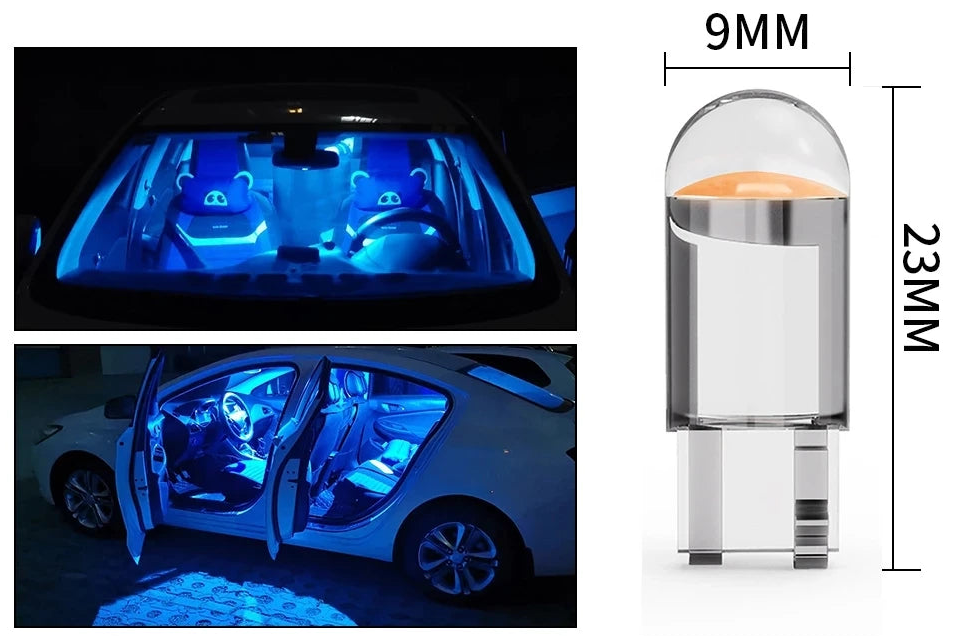 T10 LED bulb specs: voltage DC12V, power 0.36W, 100LM.
