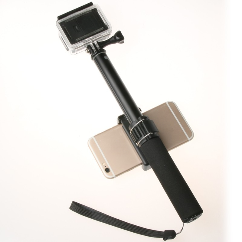 Universal phone holder clip for selfie stick monopod.

