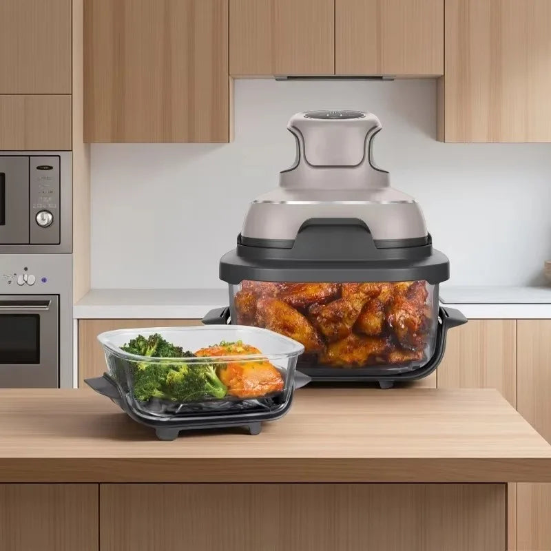 Professional 4-in-1 air fryer with touch screen control and 4.5L capacity for healthy oil-free cooking.
