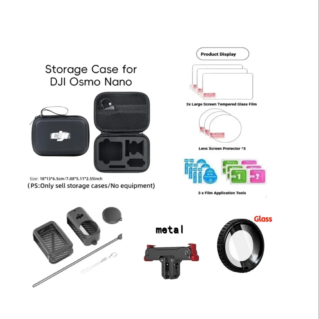 DJI Osmo Nano set B — premium accessories bundle with metal frame and case.
