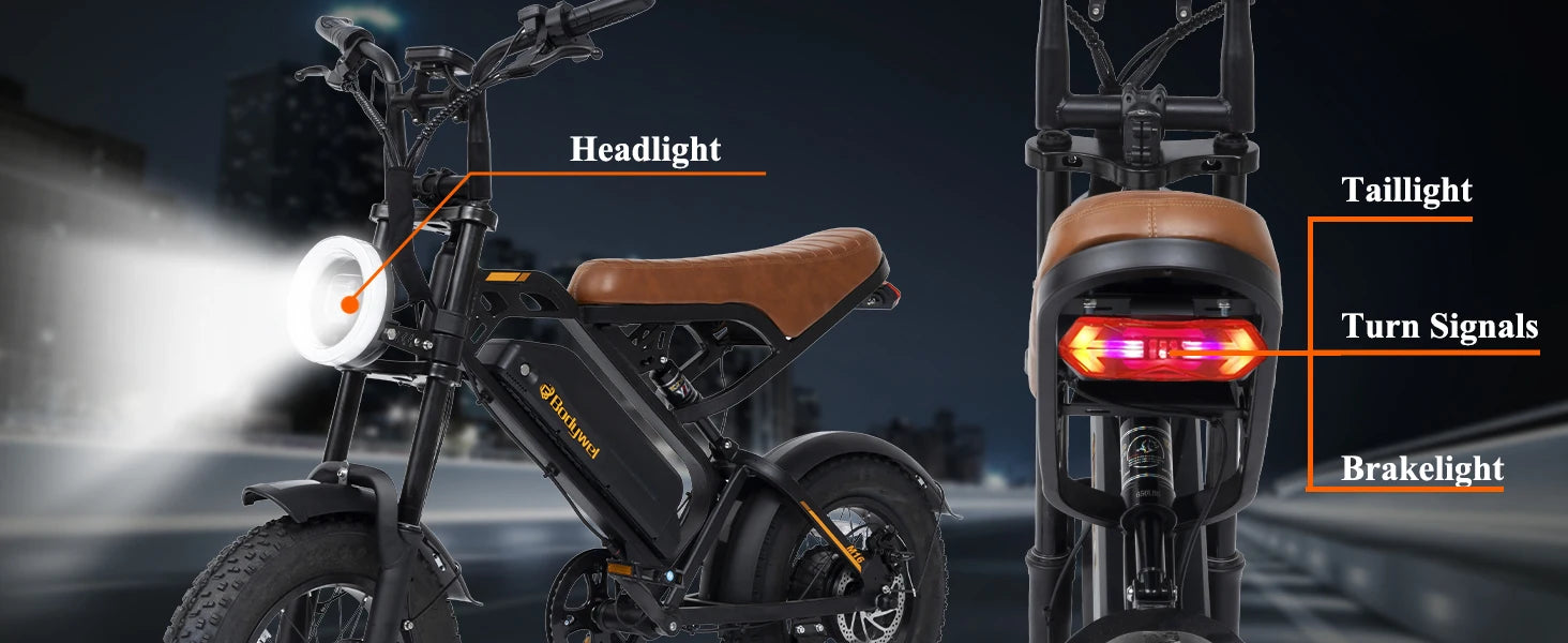 Electric mountain bike Bodywel M16 winter snow terrain.

