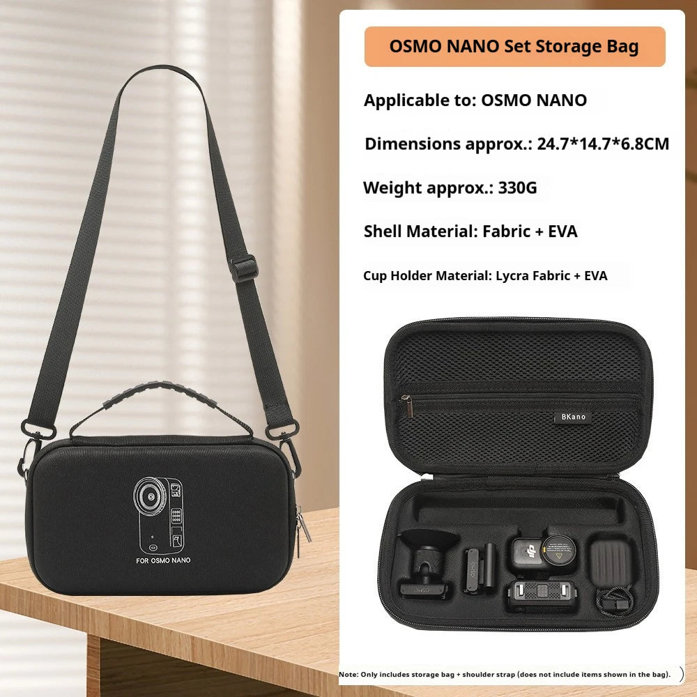 DJI Osmo Nano full accessories collection — protective gear for content creators and divers.
