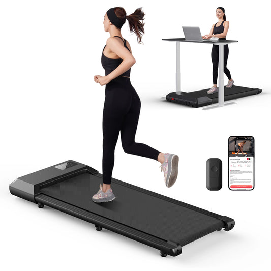 Under desk walking pad treadmill standing desk home office workout grey.
