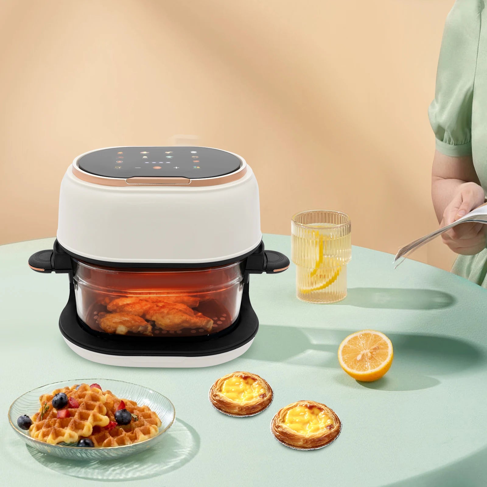 Air fryer 4L capacity interior basket view.
