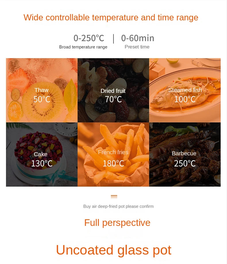 Digital control panel 12L Smart Air Fryer Oven – 1200W Halogen Convection Cooker.
