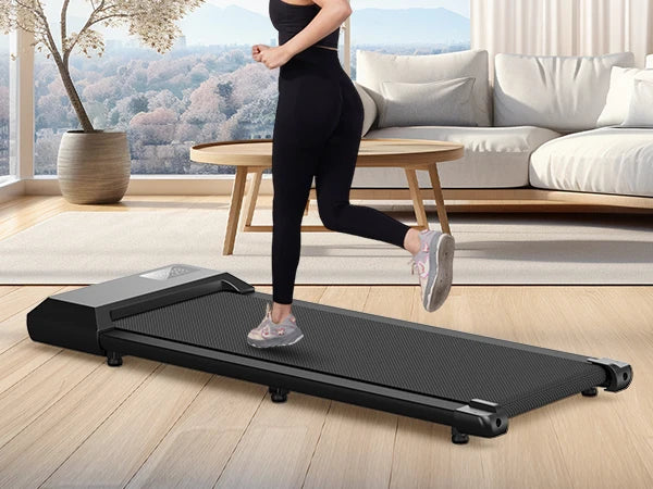 2-in-1 treadmill walking running mode compact slim design home apartment.
