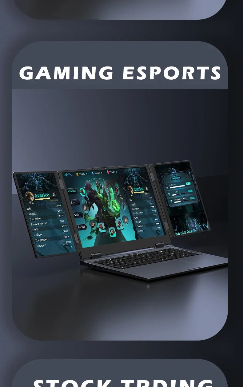 SZBOX MAX16 triple display laptop dimensions 373mm x 260mm x 27mm.

