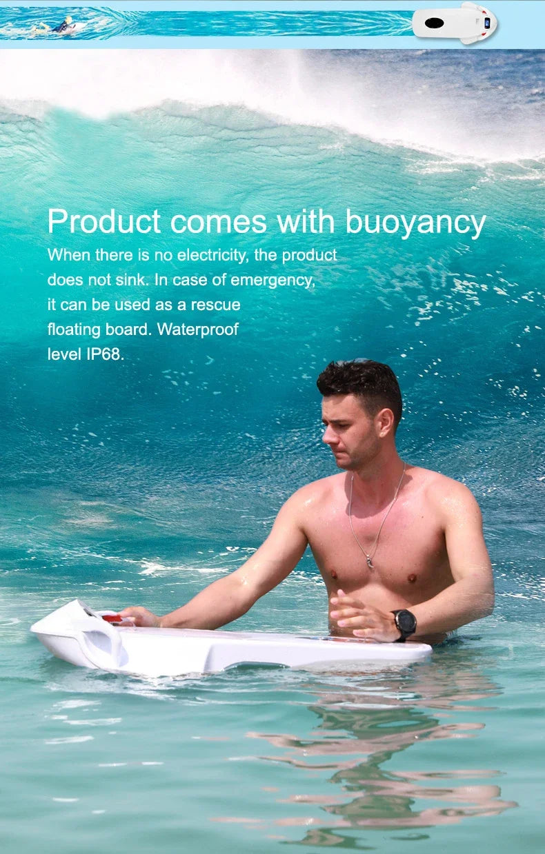 Electric sea scooter F2 – ergonomic hand grip trigger control underwater view.
