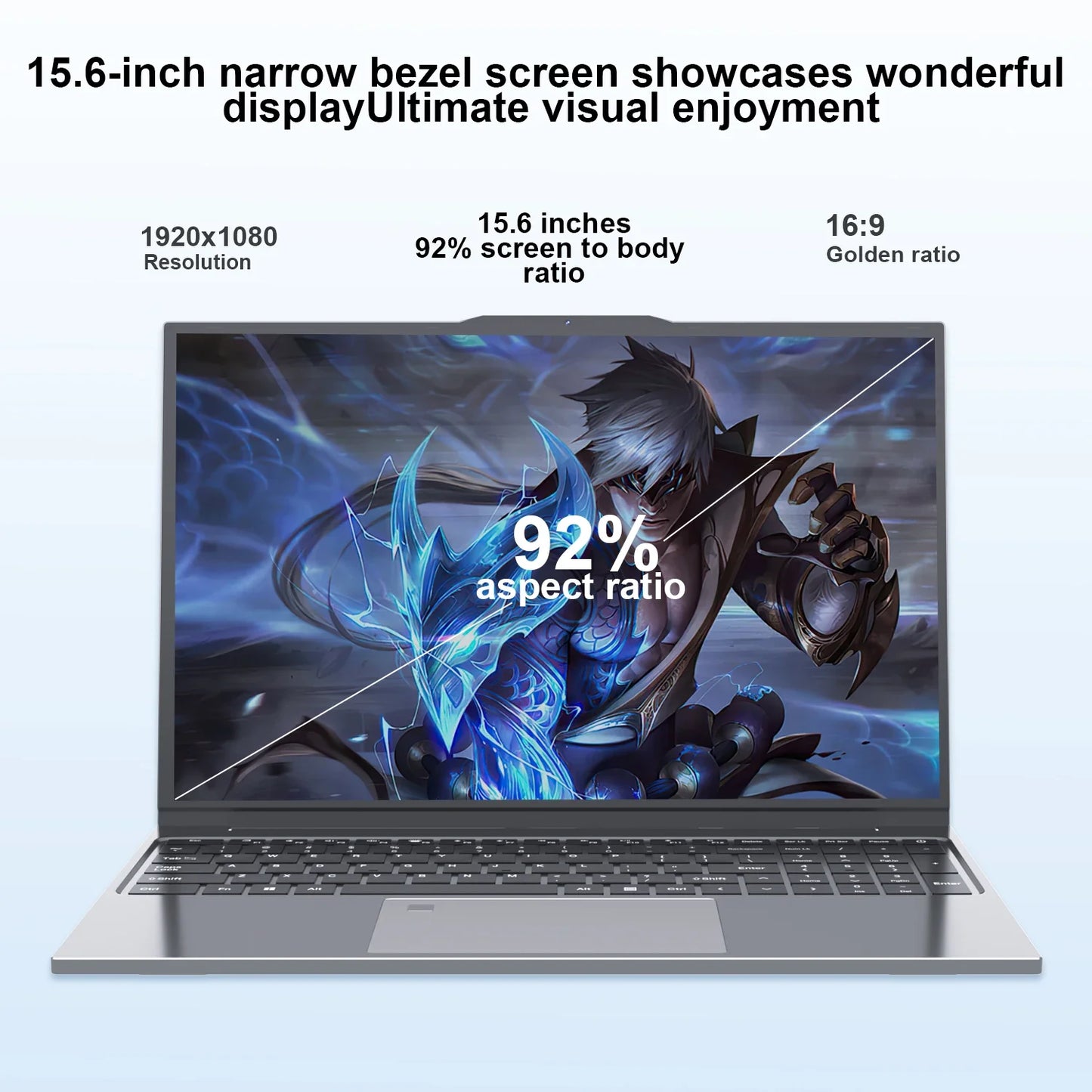 SHIMANG 15.6 laptop bottom view cooling vents lightweight design.