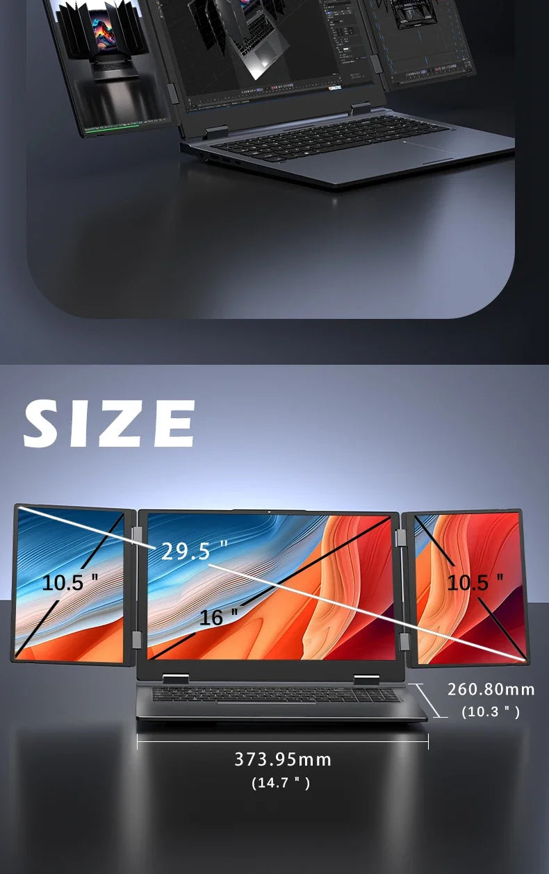 SZBOX MAX16 triple screen notebook for traders developers and professionals.



