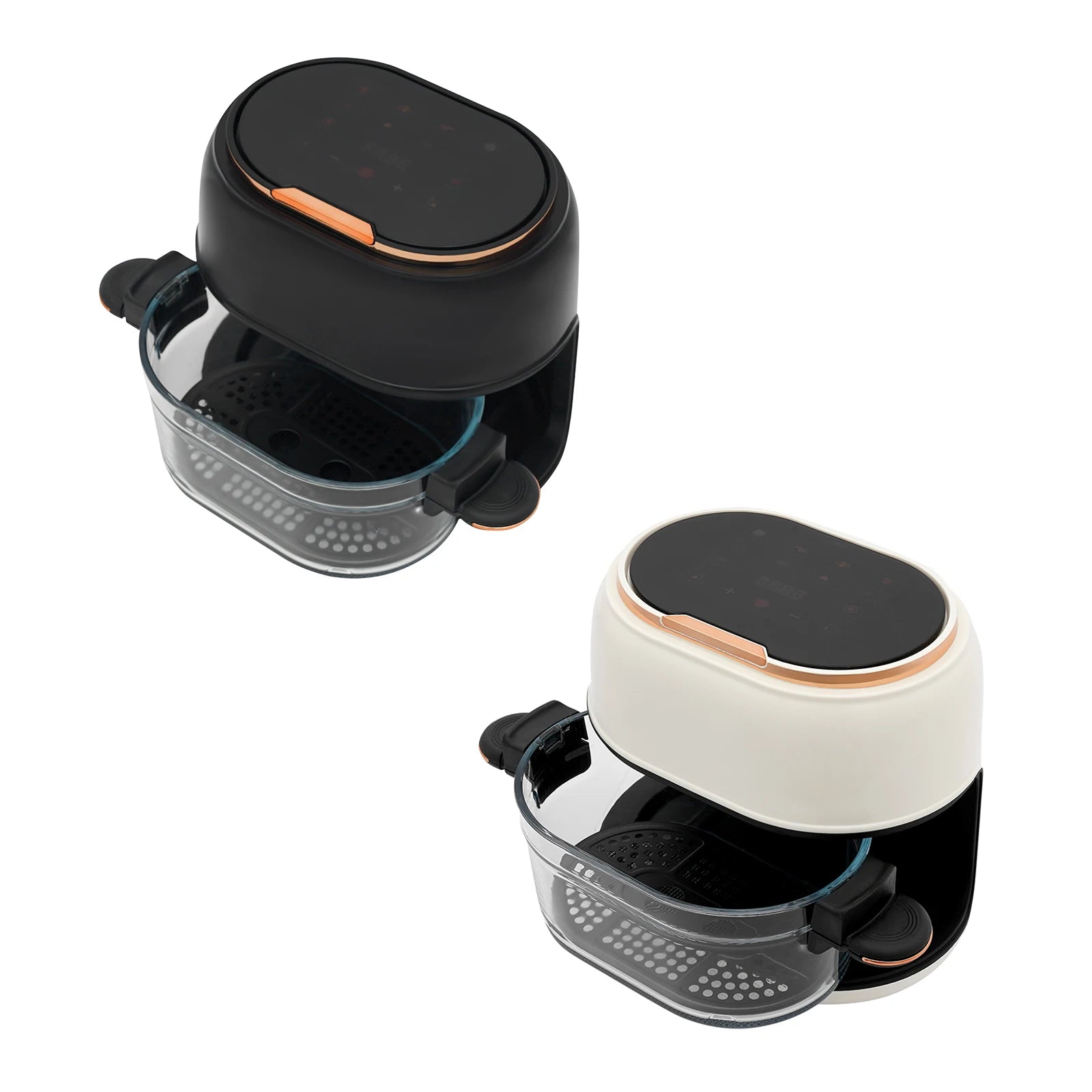 Oil-free cooking air fryer with timer and auto shut-off.
