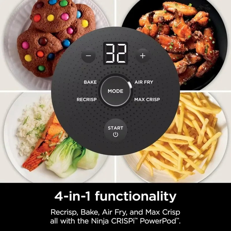 Air fryer touch screen interface with temperature control and 60-minute timer settings.
