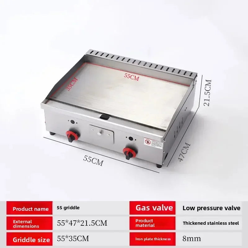 Commercial kitchen gas grill 85cm with multiple cooking zones for high-volume service.

