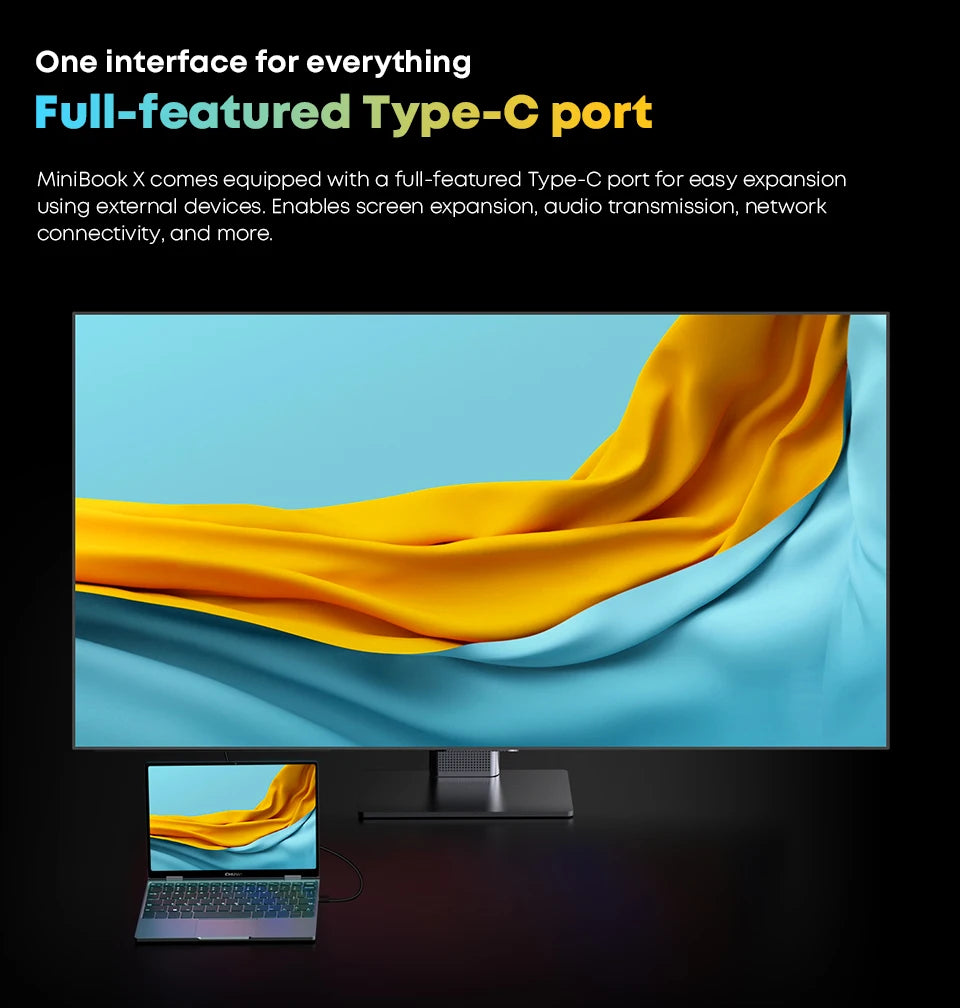  CHUWI MiniBook X side view showing ultra-slim 17.2mm profile and ports.

