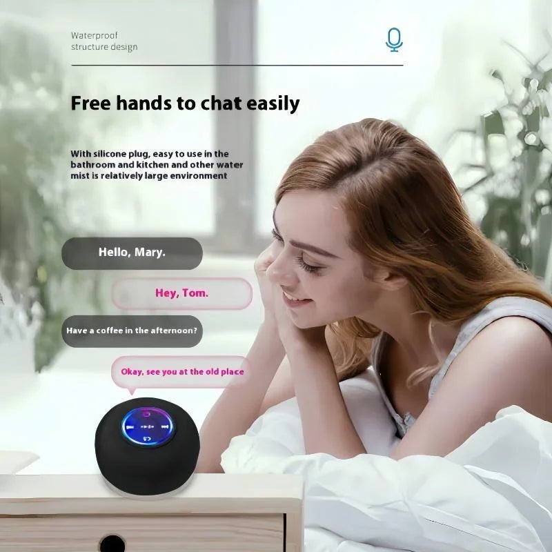 RGB LED Bluetooth shower speaker glowing in dark - colorful light waterproof speaker - BibangS
