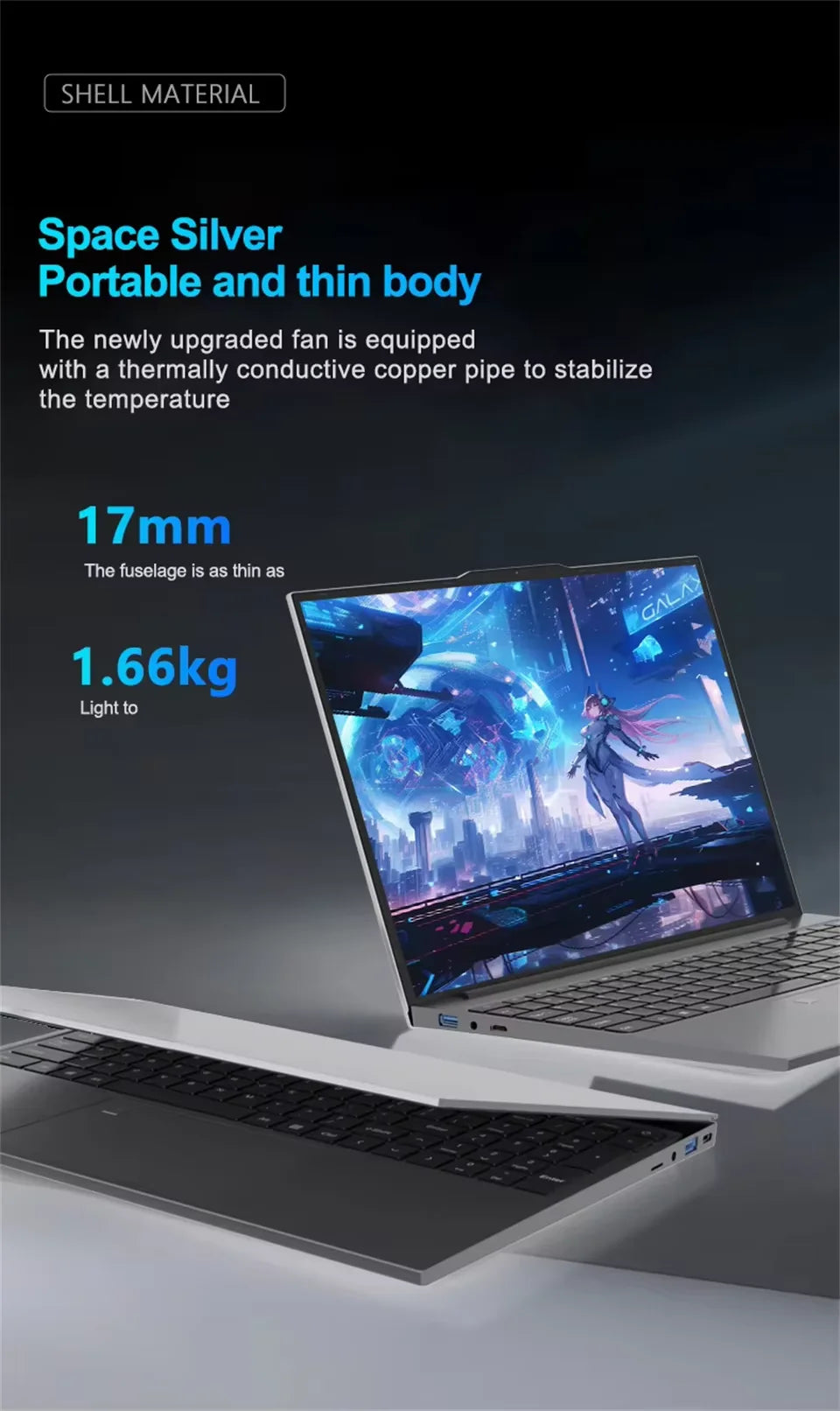 Portable gaming laptop Intel Core i9 16GB RAM fingerprint lock security.
