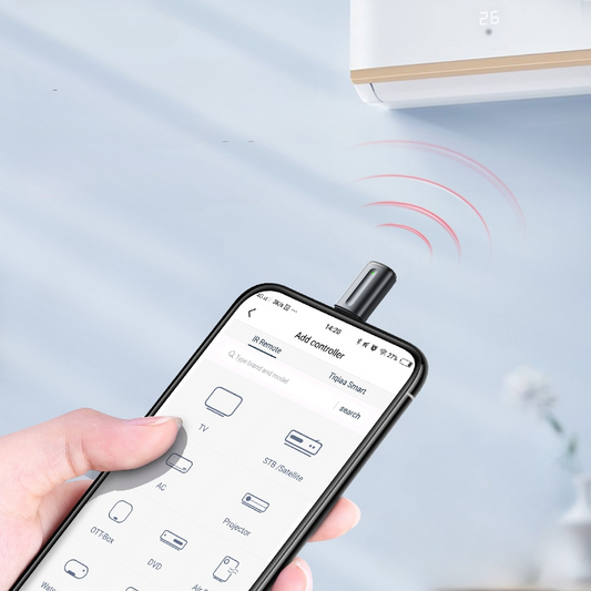  Joyroom IR remote control adapter for iPhone and Type-C smartphones.
