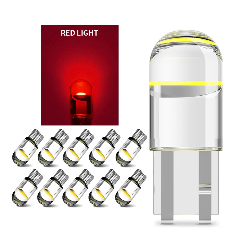 T10 COB LED red light pack of 10 bulbs.
