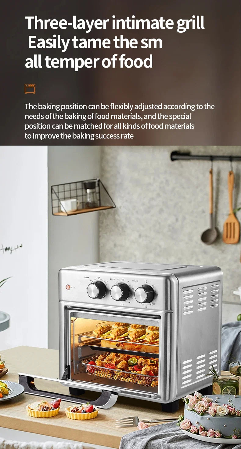 Countertop electric oven 1200W with temperature and timer control knobs.

