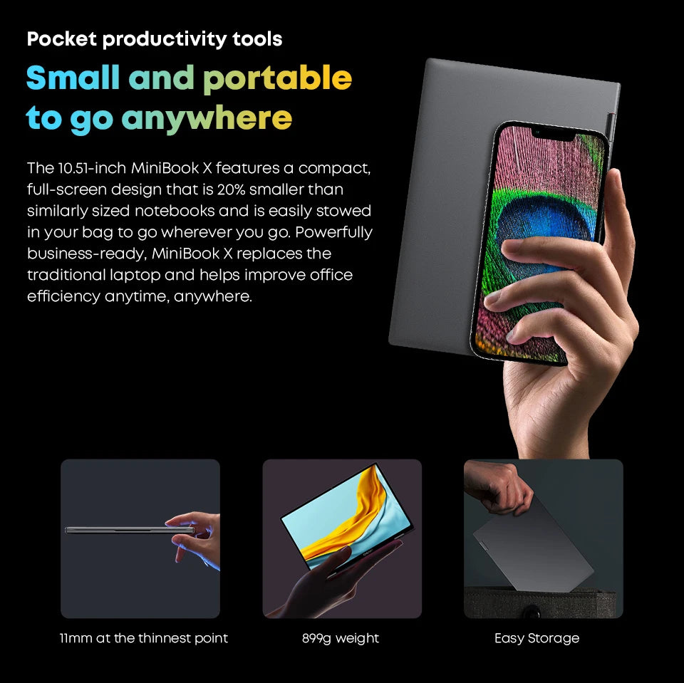  CHUWI MiniBook X 10.51 inch FHD touchscreen with 1920x1200 resolution.

