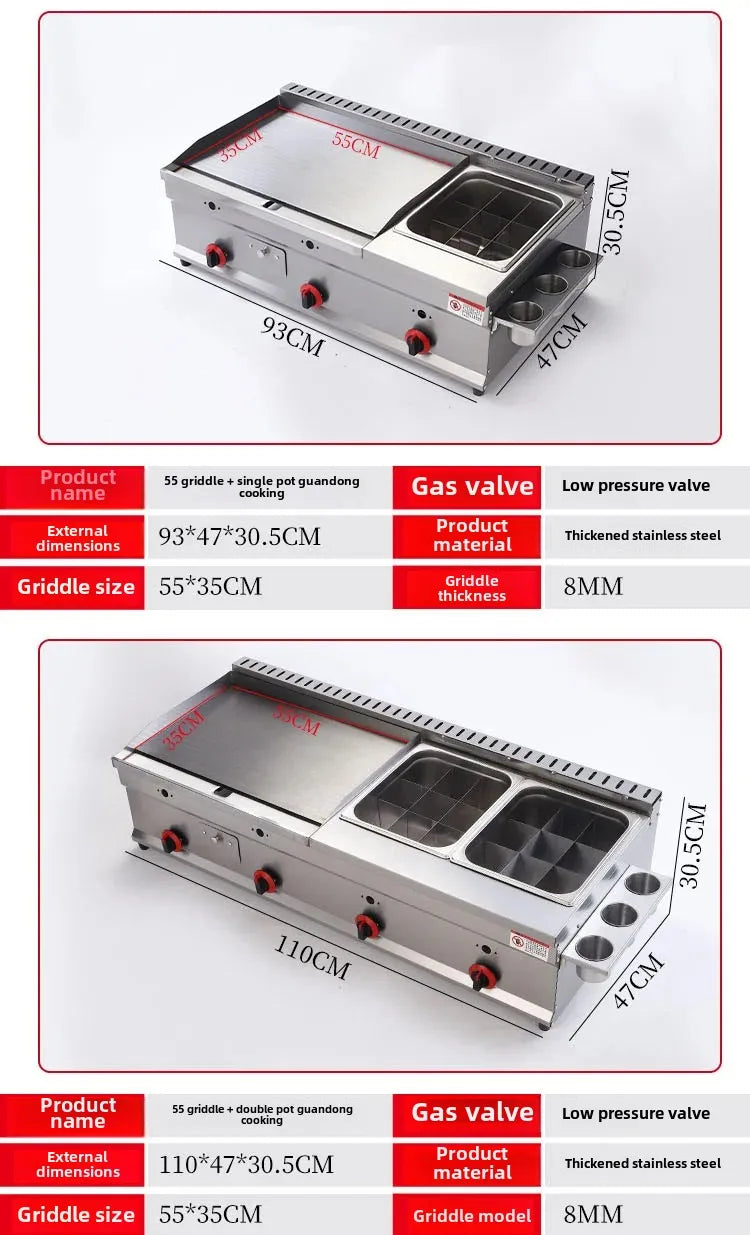 Professional grill 40cm compact countertop gas cooking station.


