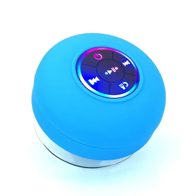Shower speaker with RGB lights and Bluetooth controls close-up - hands-free calling speaker - BibangS

