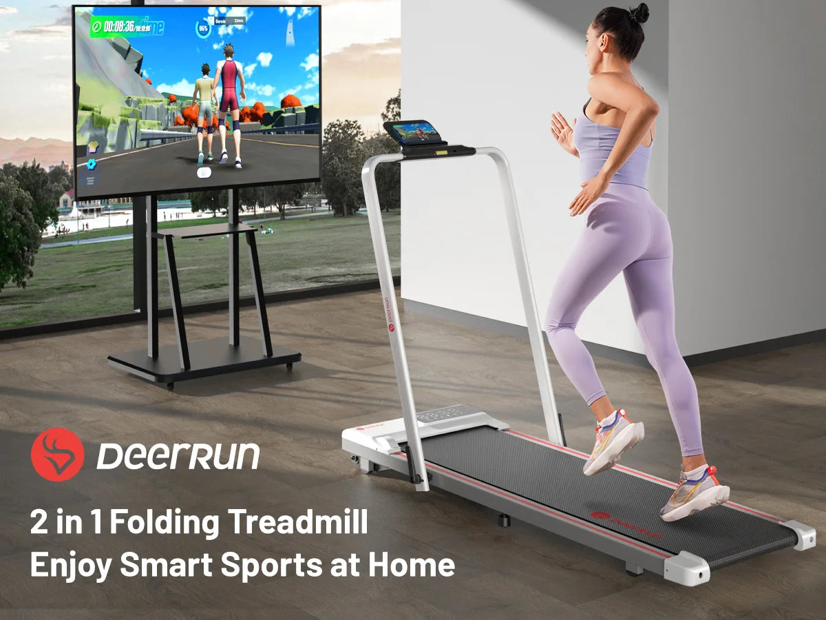 3-in-1 treadmill white color home office cardio fitness equipment.

