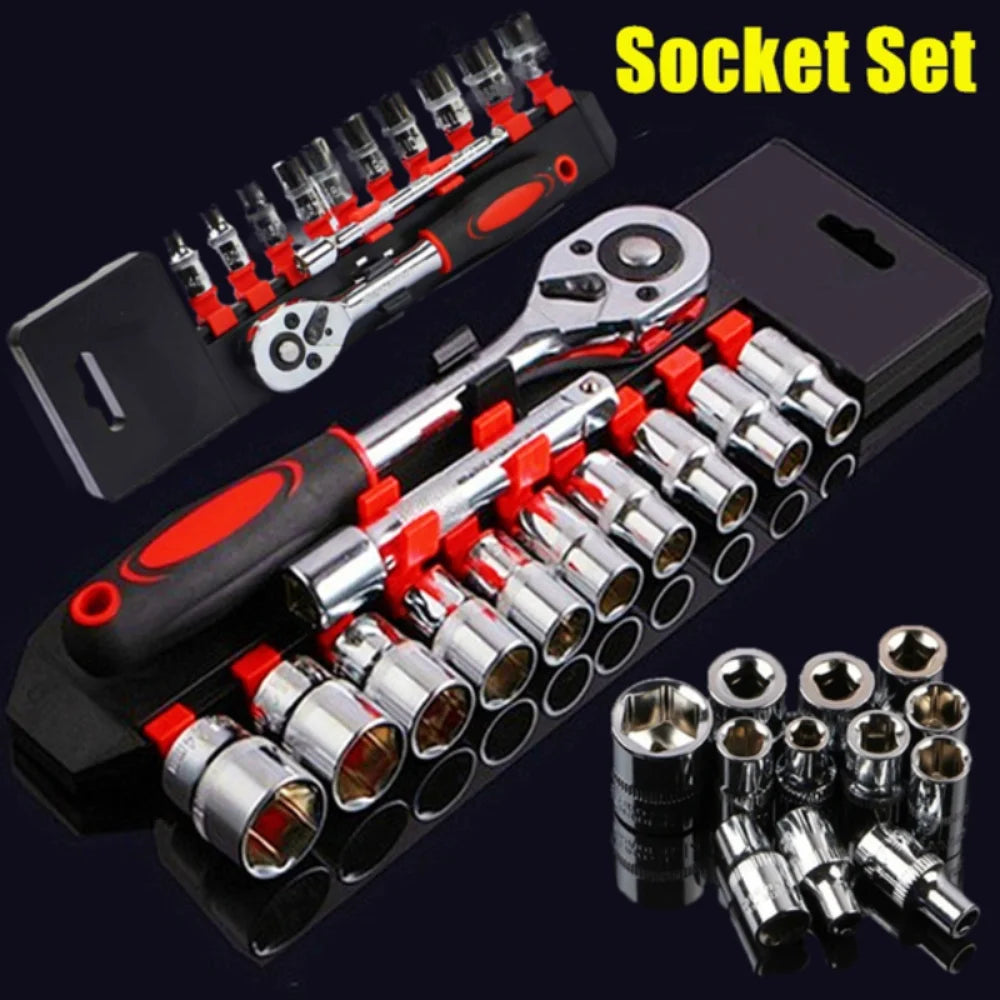 12-piece socket wrench set for motorcycle and bicycle repair - complete tool kit.

