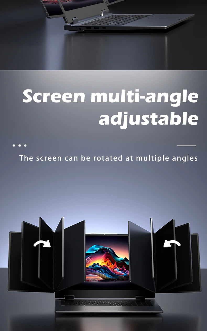 SZBOX MAX16 triple screen laptop for stock trading and financial analysis.

