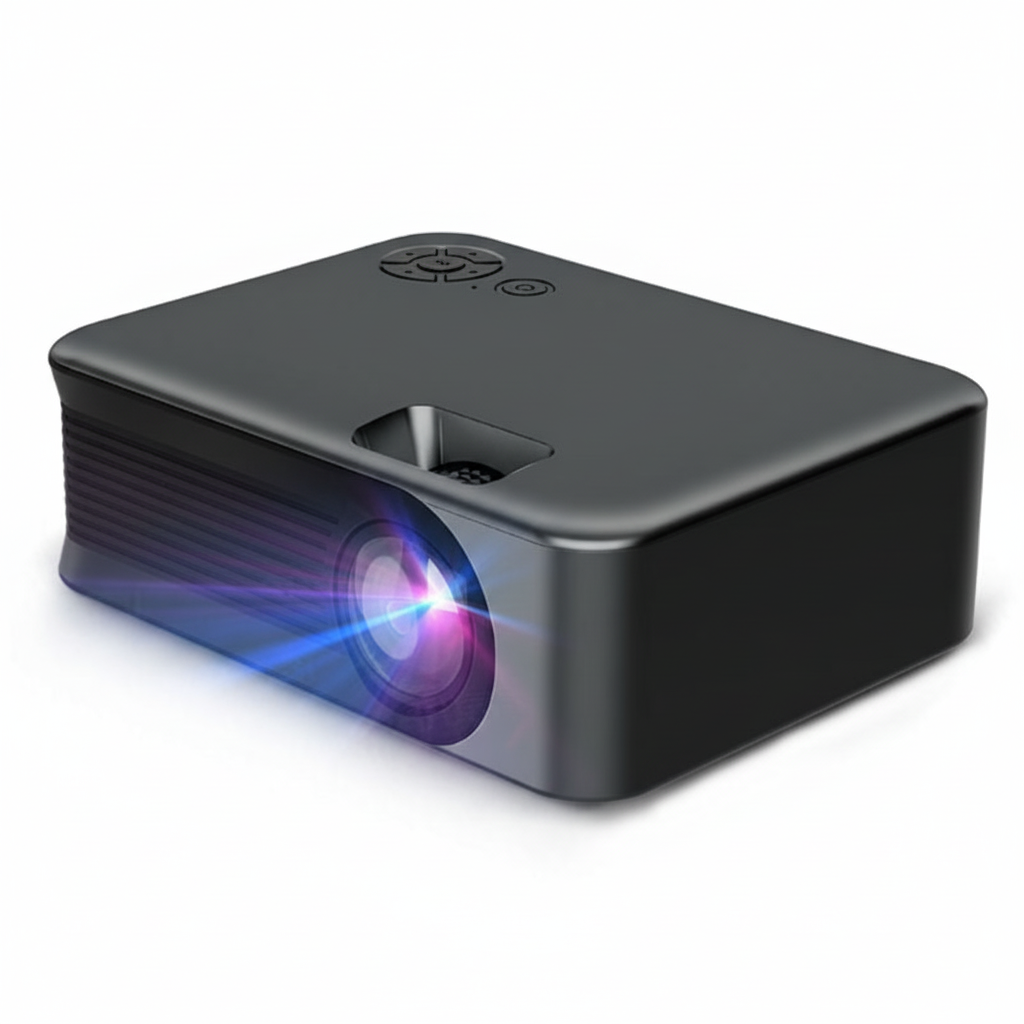 AUN A30C Pro mini projector black – portable 4K WiFi LED home theater projector.

