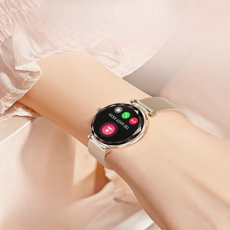 Woman's wrist wearing NX7Pro smartwatch – close-up lifestyle shot.

