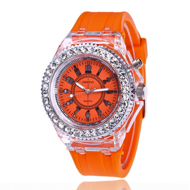 Geneva Women's Watch Silver Tone Rhinestone Bezel Quartz Strap.
