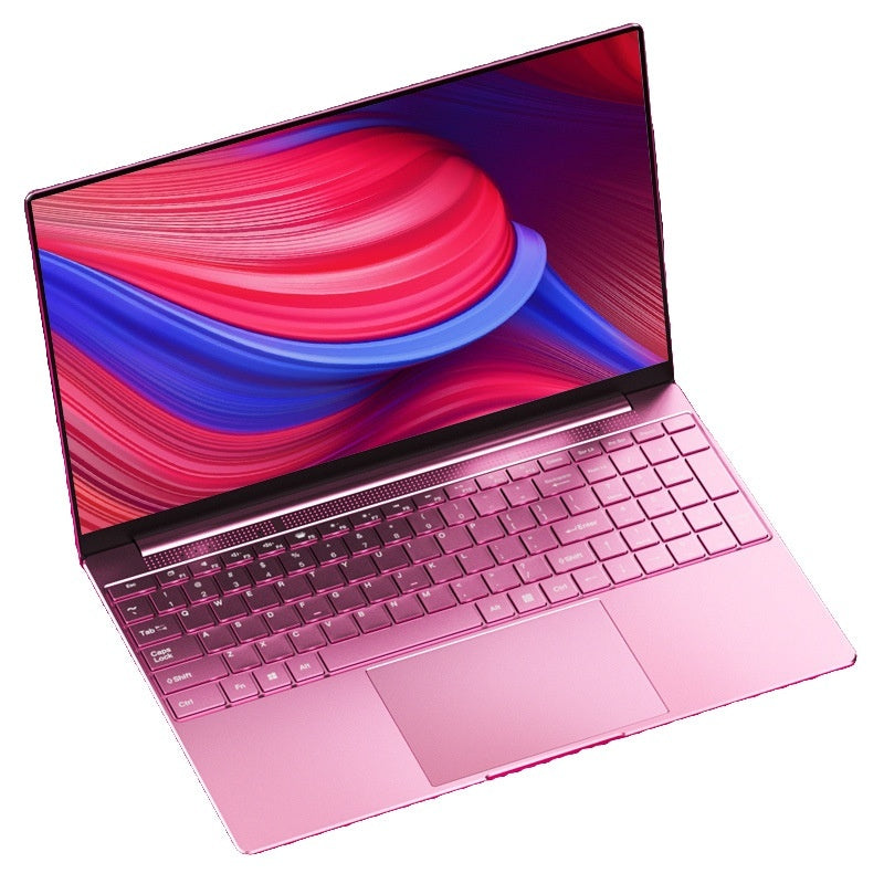 15.6 inch pink laptop Intel Core i7 13th Gen – ultra-thin design with backlit keyboard.

