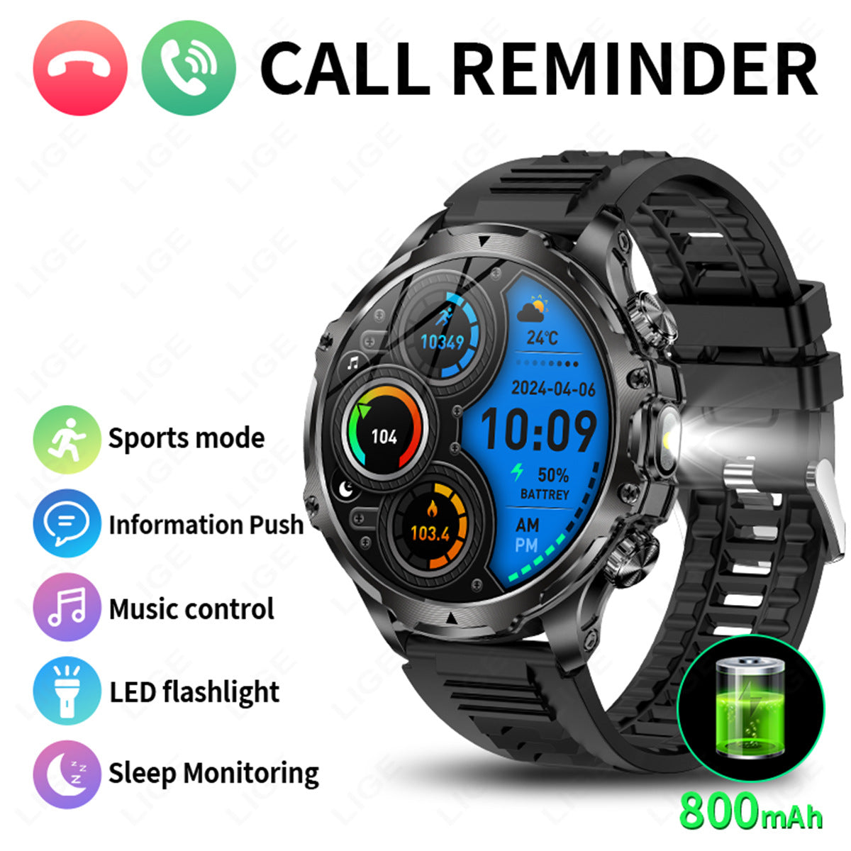AK75 Smartwatch 100+ Sports Modes Fitness Tracker Men Women.

