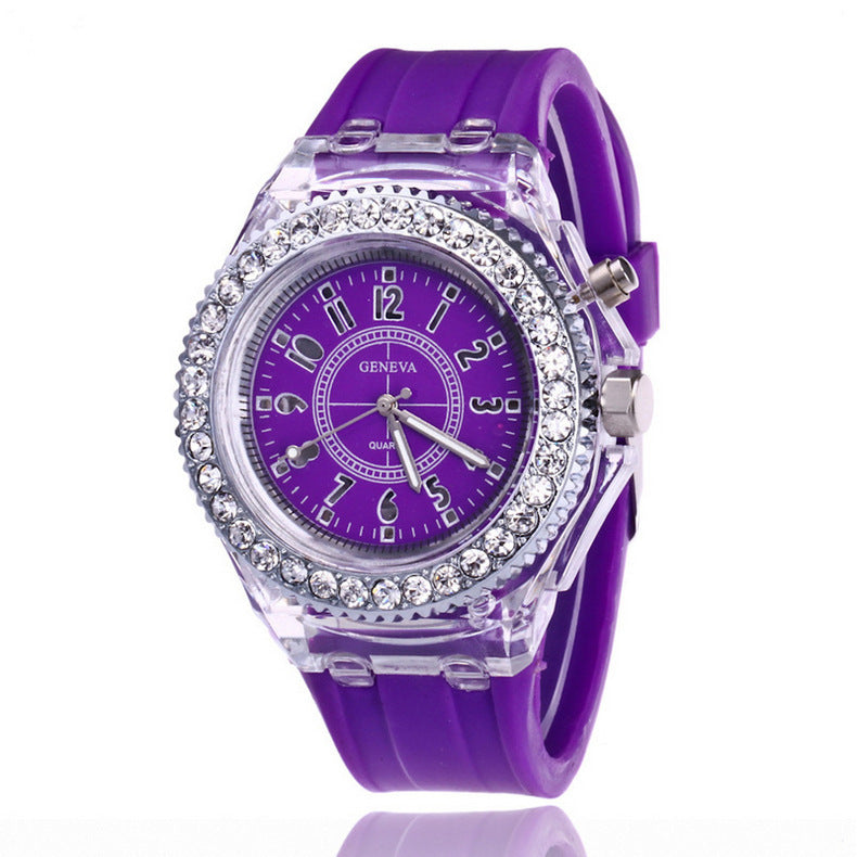 Geneva Watch Women Rhinestone Crystal Bezel Colorful Strap Style.
