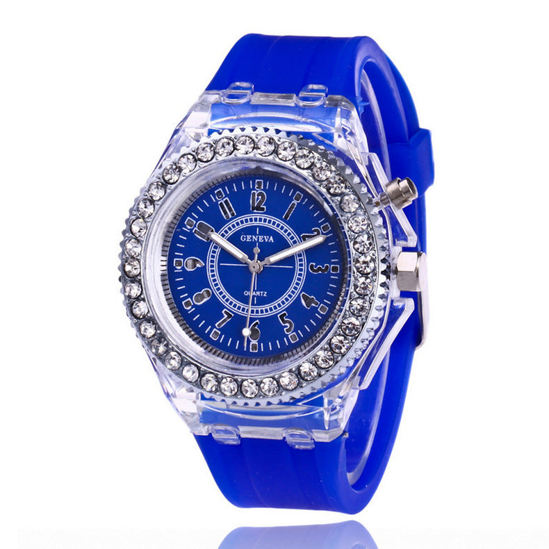 Geneva Watch White Strap Ladies LED Luminous Dial Quartz Fashion.
