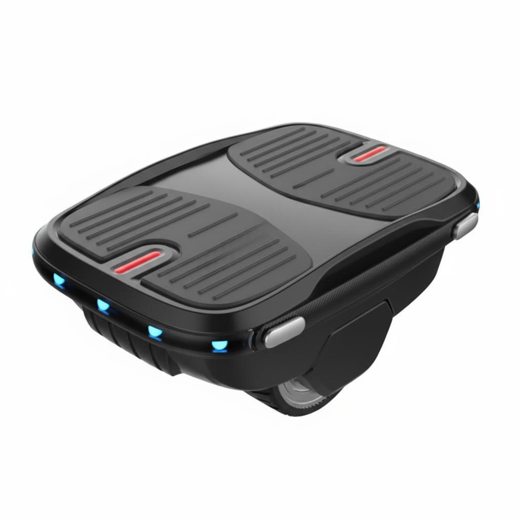 Intelligent suspension unicycle skate shoes top view – carbon fiber platform.
